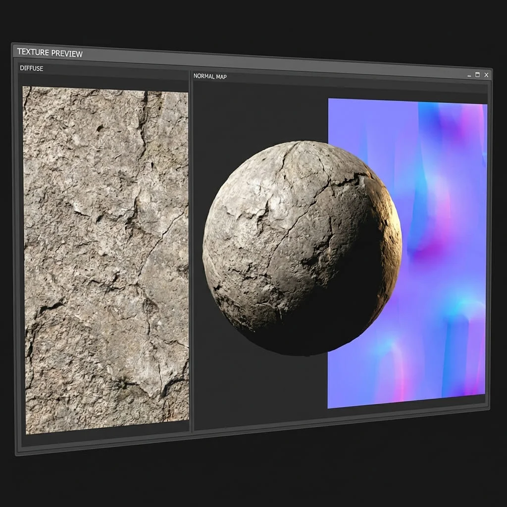 Stone and concrete normal map example